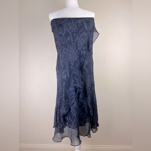 Ralph Lauren | 90s Vintage Style Floral Print Strapless Flowy Ruffle Dress | M